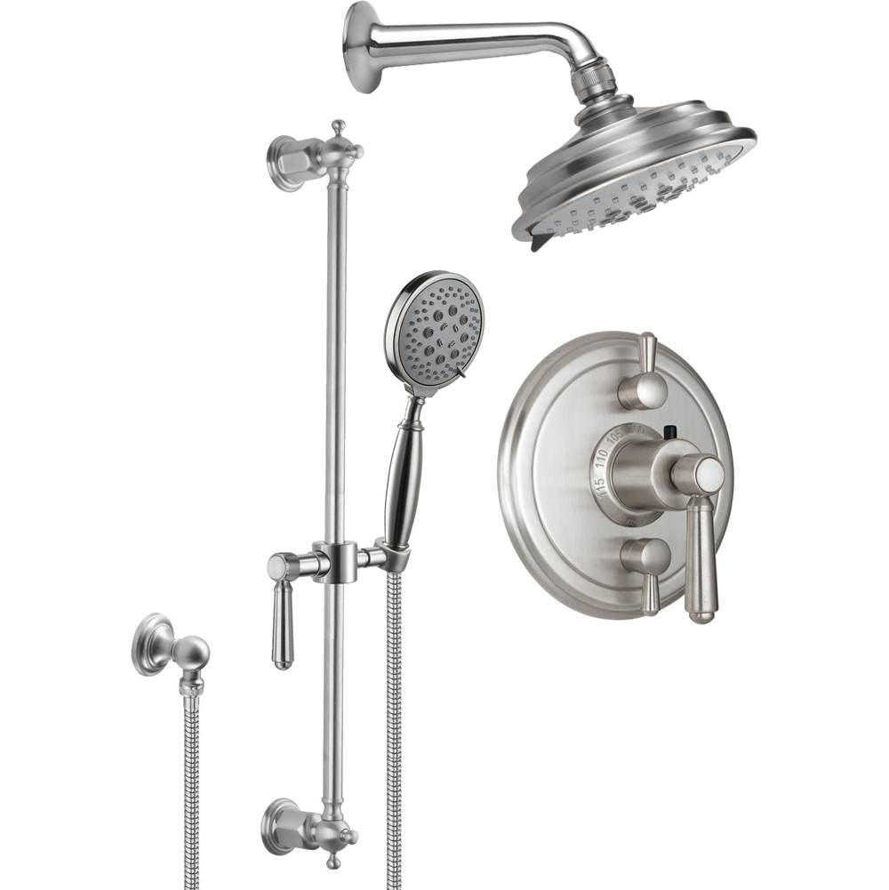 California Faucets - Montecito StyleTherm 1/2'' Thermostatic Shower System with Showerhead and Handshower on Slide Bar - Gloss White