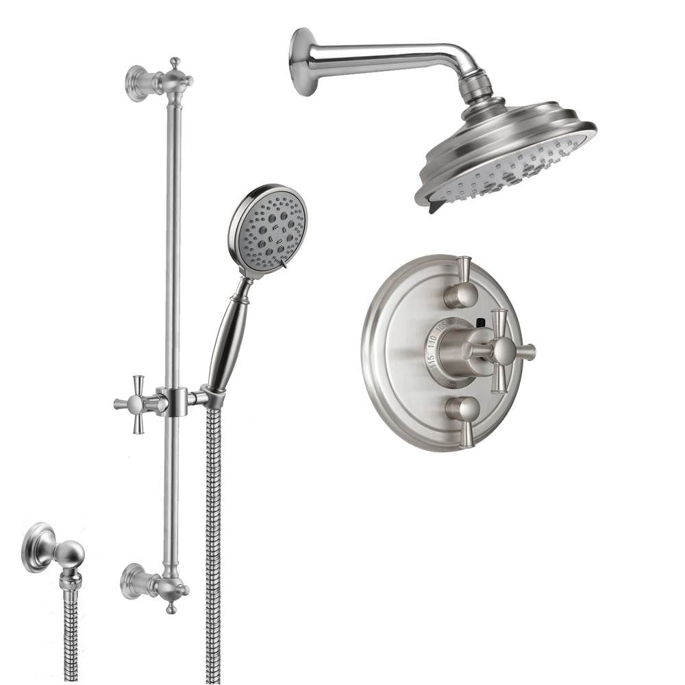 California Faucets - Miramar Styletherm 1/2'' Thermostatic Shower System with Showerhead and Handshower on Slide Bar - Gloss White