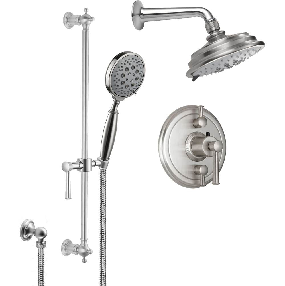 California Faucets - Miramar StyleTherm 1/2'' Thermostatic Shower System with Showerhead and Handshower on Slide Bar - Gloss White