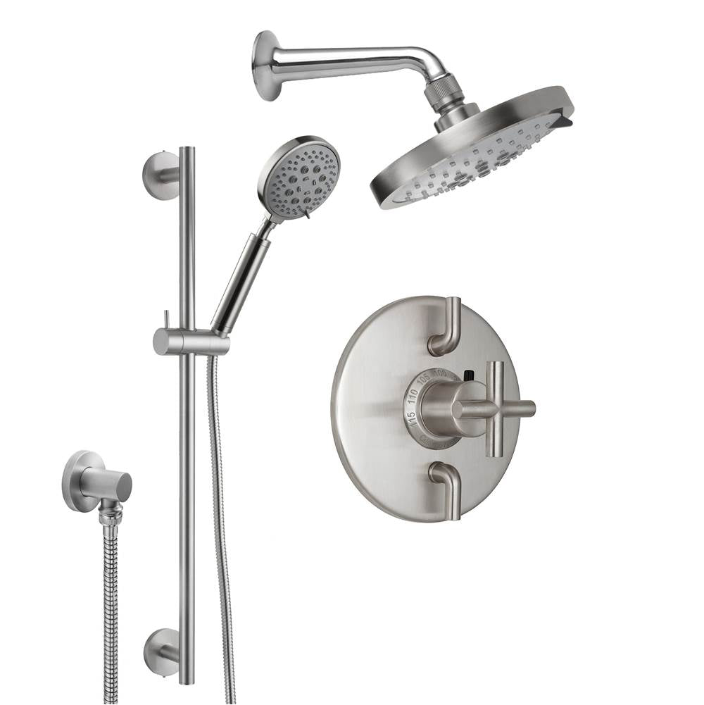 California Faucets - Tiburon Styletherm 1/2'' Thermostatic Shower System with Showerhead and Handshower on Slide Bar - Gloss White