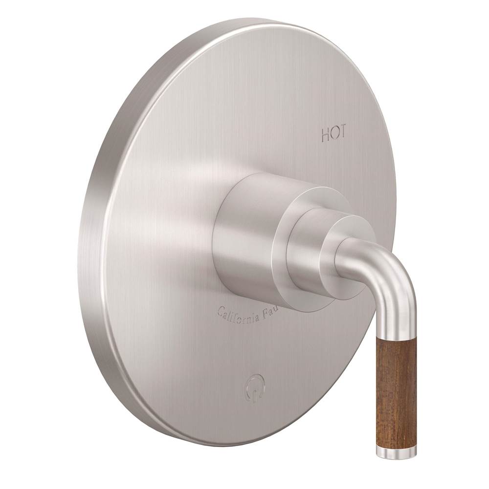 California Faucets - Pressure Balance Trim Only - Teak Handle - Gloss White