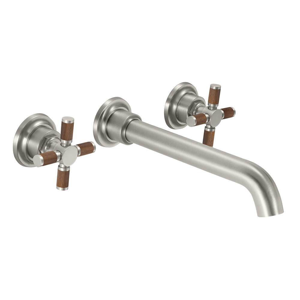 California Faucets - Two Handle Lavatory Wall Faucet Trim Only - Teak Cross Handle - Gloss White