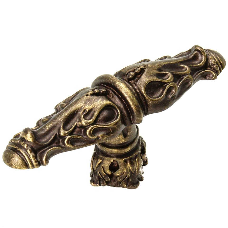 Carpe Diem Hardware - Acanthus Leaves Large Knob Romanesque Style With Column Base In Antique Brass. - Antique Brass