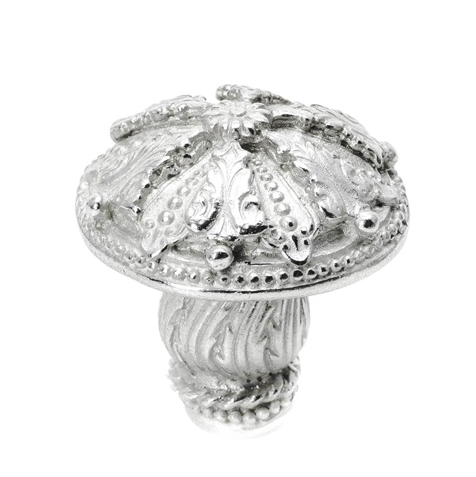 Carpe Diem Hardware - Acanthus Med Knob Renaissance Style With Feather Scroll Foot - Platinum