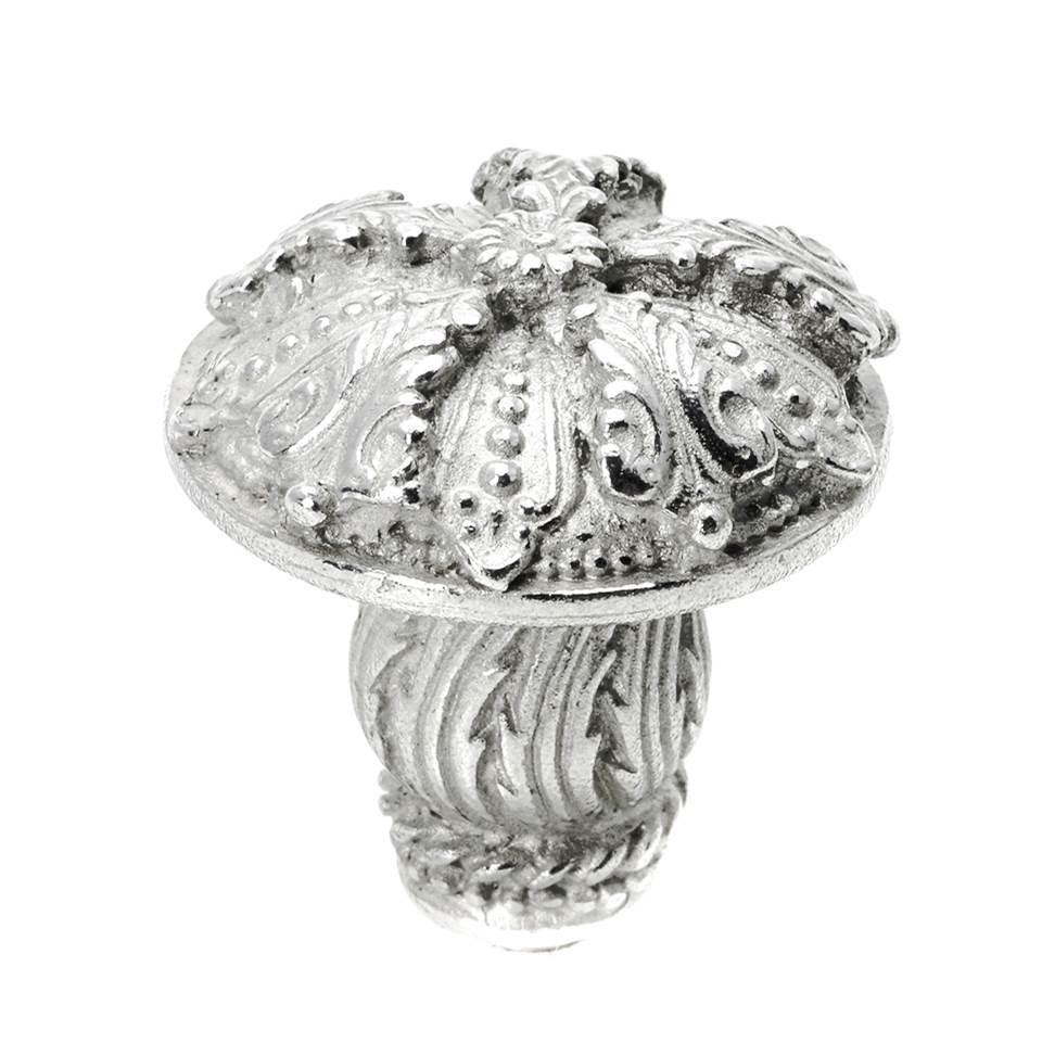 Carpe Diem Hardware - Acanthus Large Knob Renaissance Style With Feather Scroll Foot - Platinum