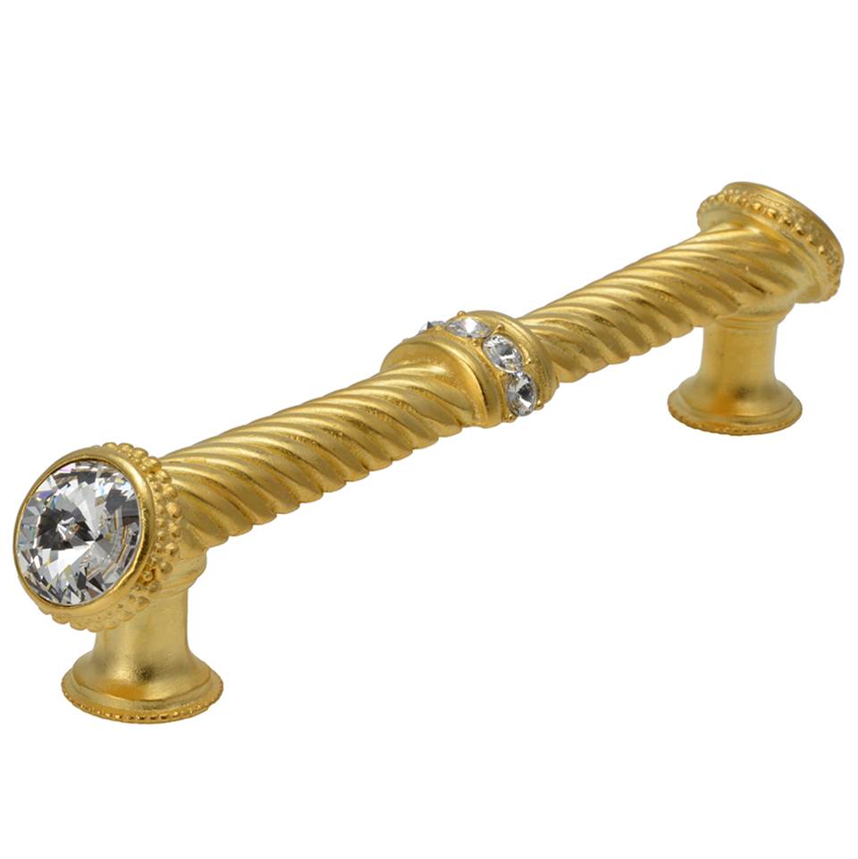 Carpe Diem Hardware - Cache 5'' O.C. Large Pull With End and Center 7 Rivoli Swarovski Clear Crystals In Gilded Mercury. - Gilded Mercury