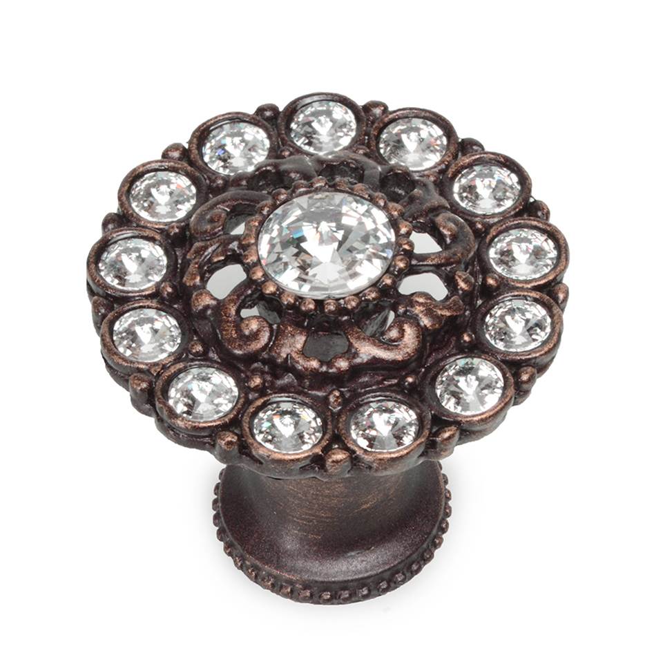 Carpe Diem Hardware - Cache Large Round Multi Crystals Knob w/ Swarovski Crystals - Soft Gold