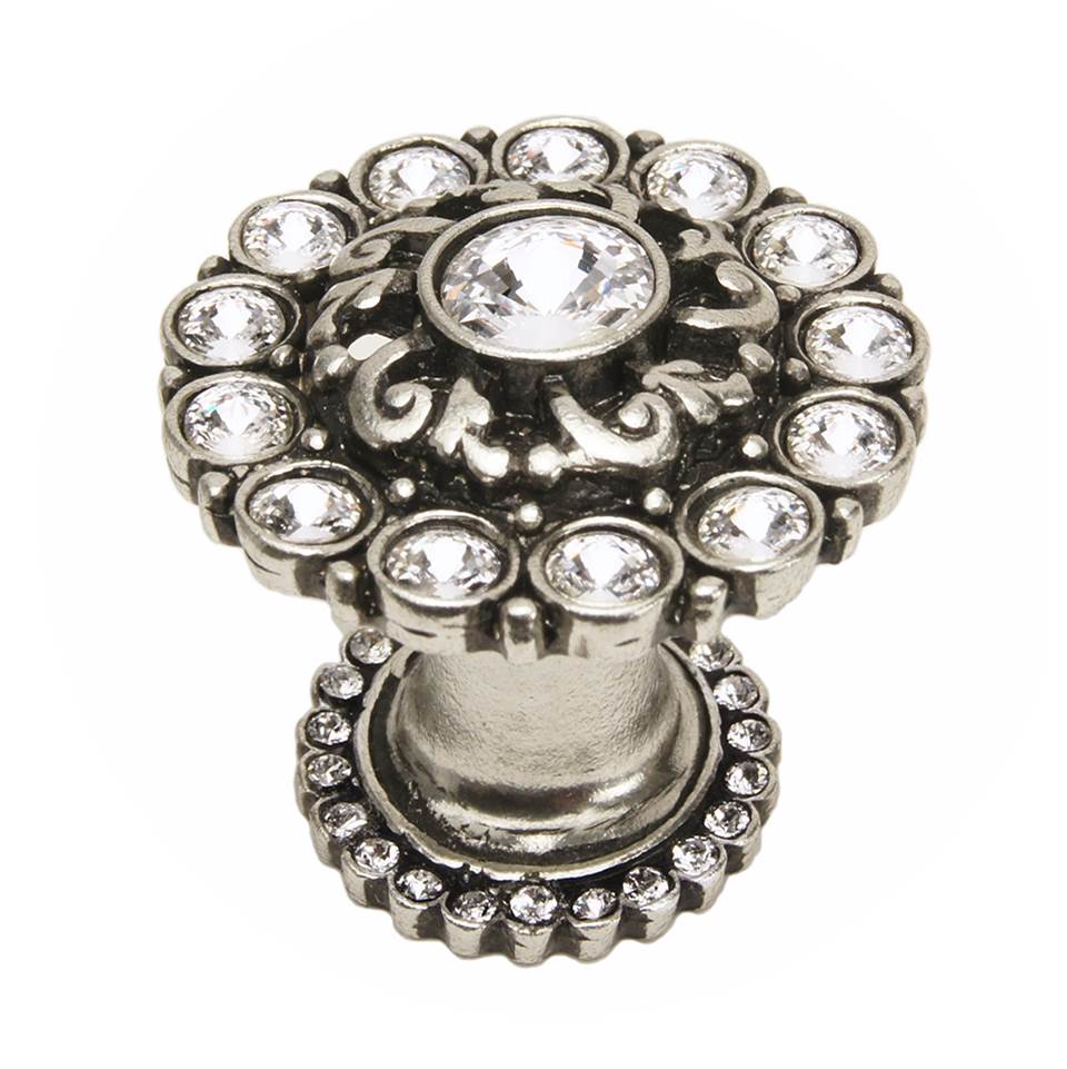 Carpe Diem Hardware - Cache Large Round Multi Crystals Knob With Halo Platform With Swarovski Clear Crystals - Chalice