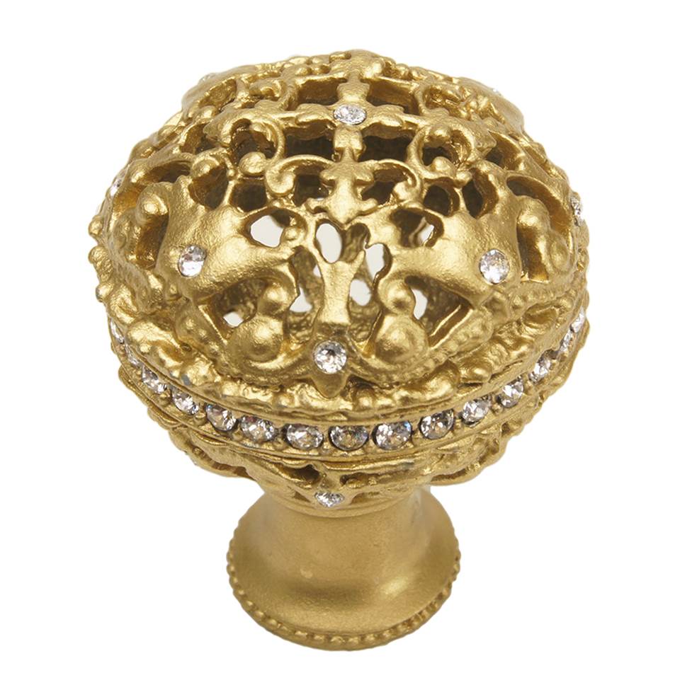 Carpe Diem Hardware - Juliane Grace Large Knob Full Round With Swarovski Clear Crystals In Soft Gold. - Soft Gold