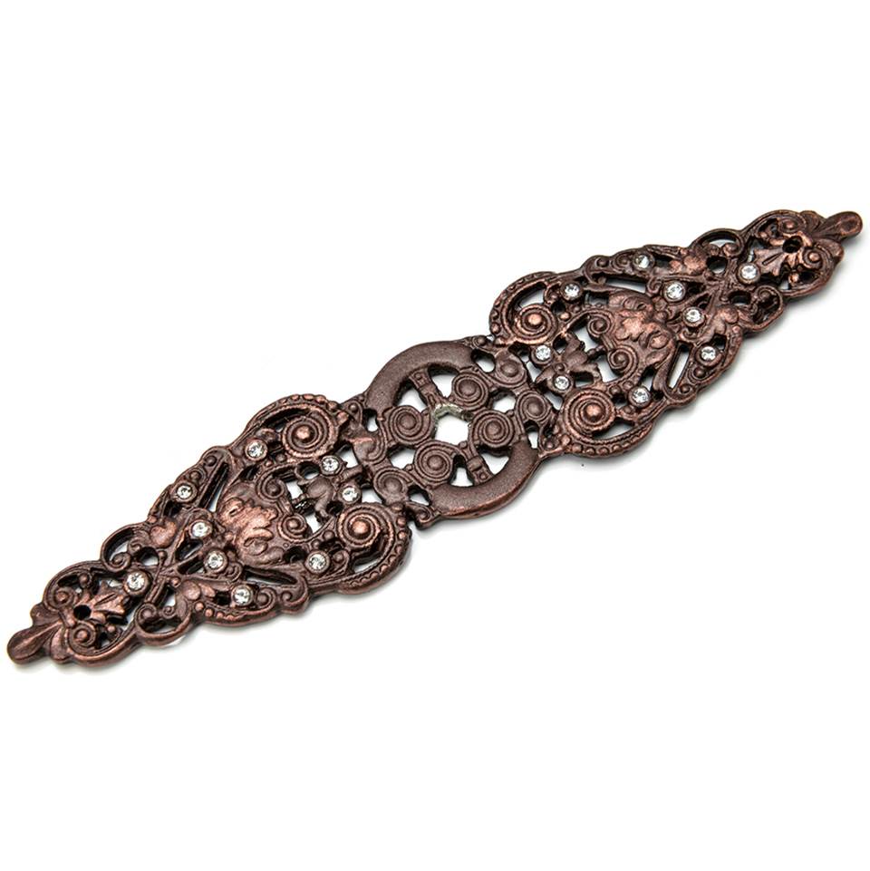 Juliane Grace Elongated Escutcheon With 18 Swarovski Clear Crystals In Satin.