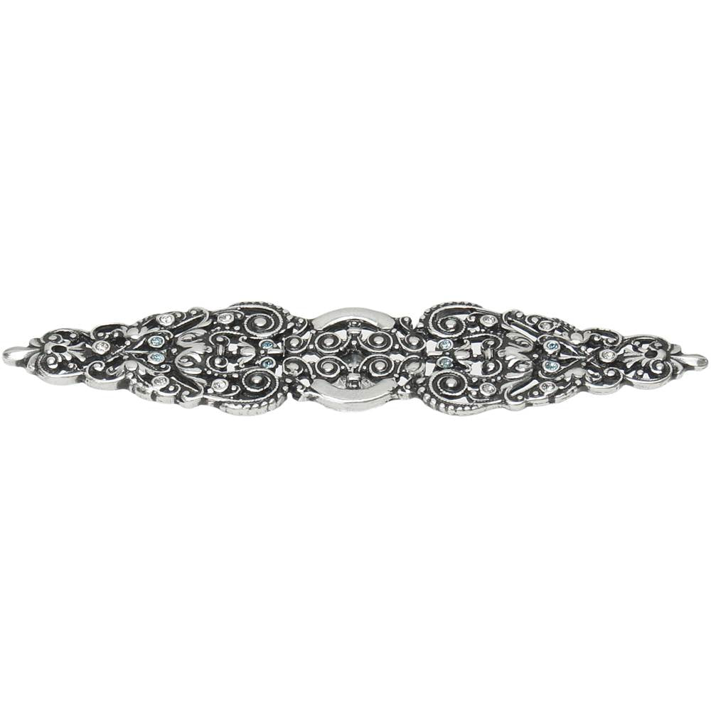 Carpe Diem Hardware - Juliane Grace Elongated Back Plate With 18 Swarovski Clear and Aquamarine Crystals In Chalice. - Chalice
