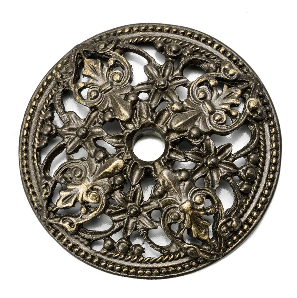 Carpe Diem Hardware - Juliane Grace Large Round Back Plate With Florets In Antique Brass. - Antique Brass