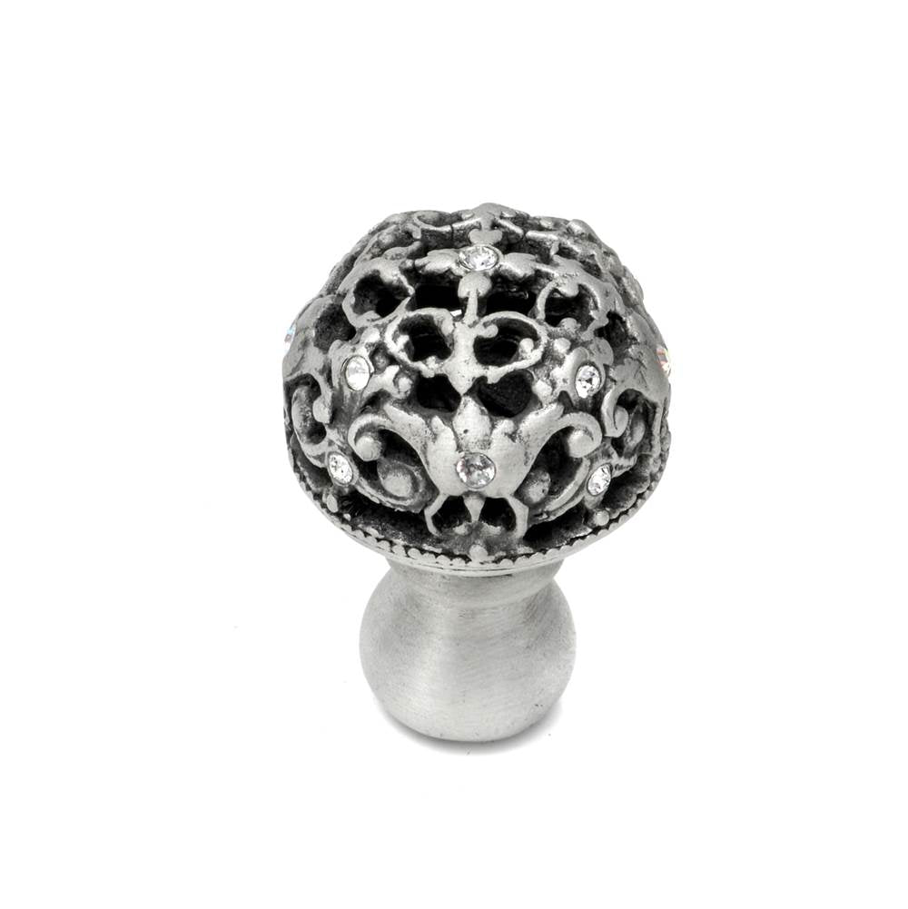 Carpe Diem Hardware - Juliane Grace Medium Knob Full Round With 13 Swarovski Clear Crystals In Satin. - Satin