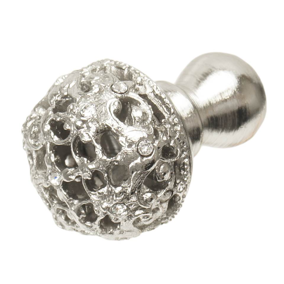 Juliane Grace Medium Knob Full Round With 13 Swarovski Clear Crystals In Satin.