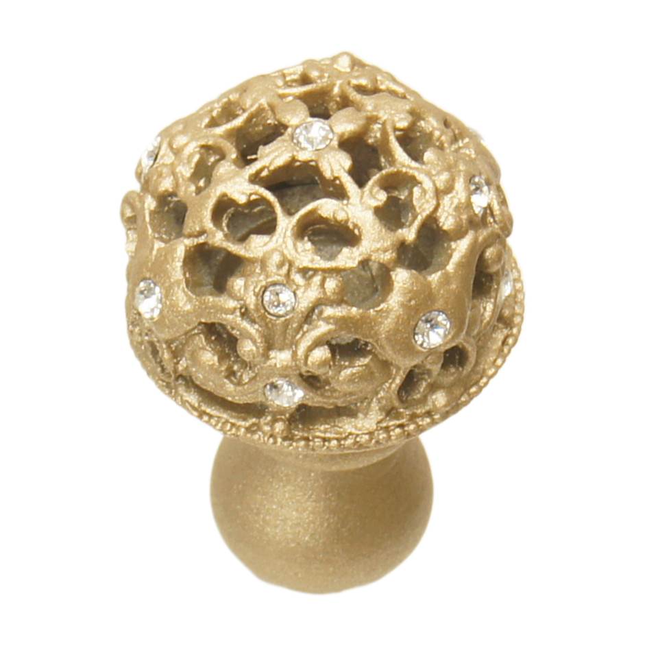 Carpe Diem Hardware - Juliane Grace Medium Knob Full Round With 13 Swarovski Clear Crystals In Soft Gold. - Soft Gold