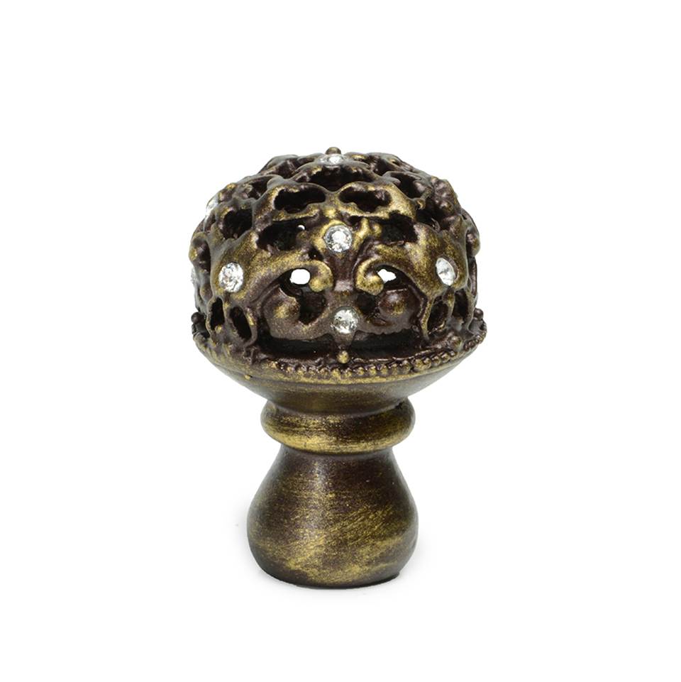 Carpe Diem Hardware - Juliane Grace Medium Knob Full Round With 13 Swarovski Clear Crystals In Antique Brass. - Antique Brass