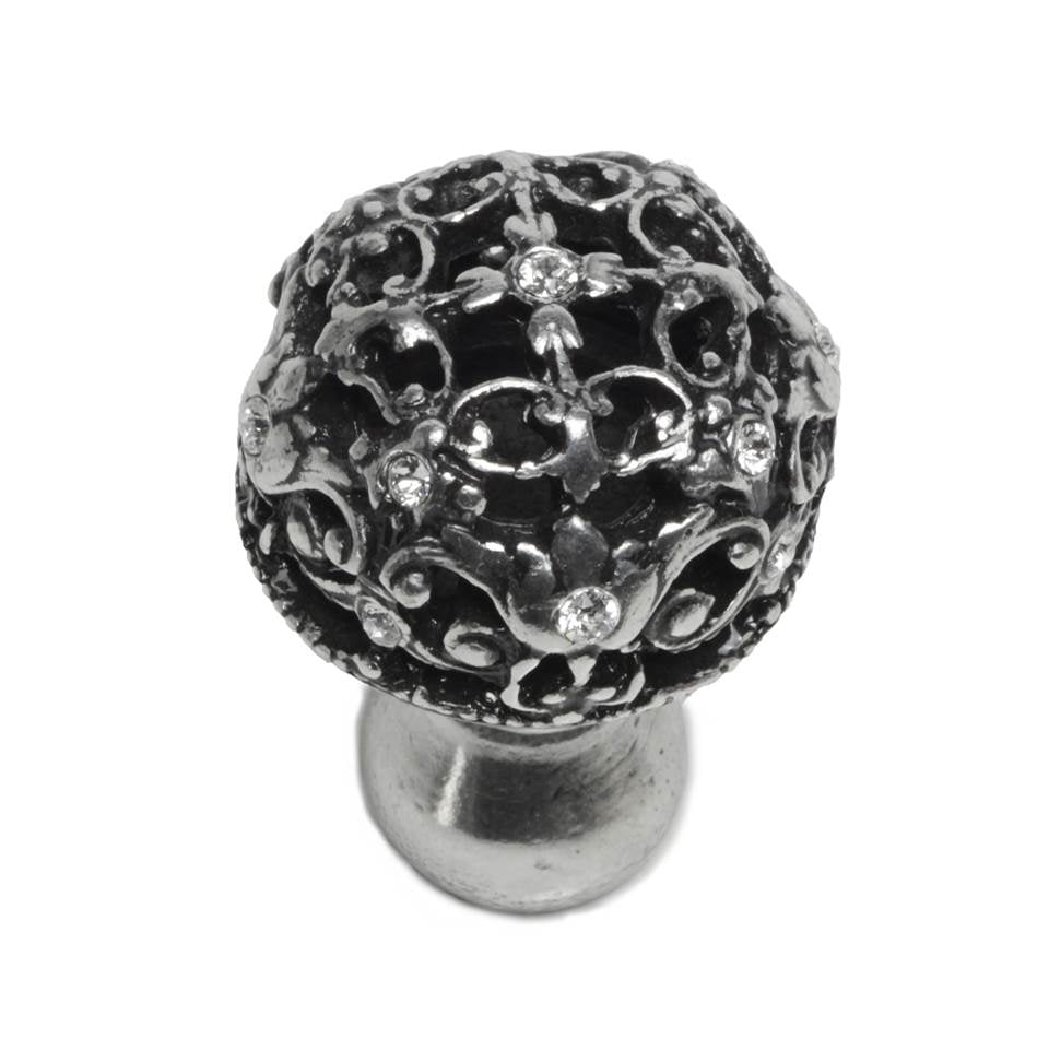 Juliane Grace Medium Knob Full Round With 13 Swarovski Clear Crystals In Satin.