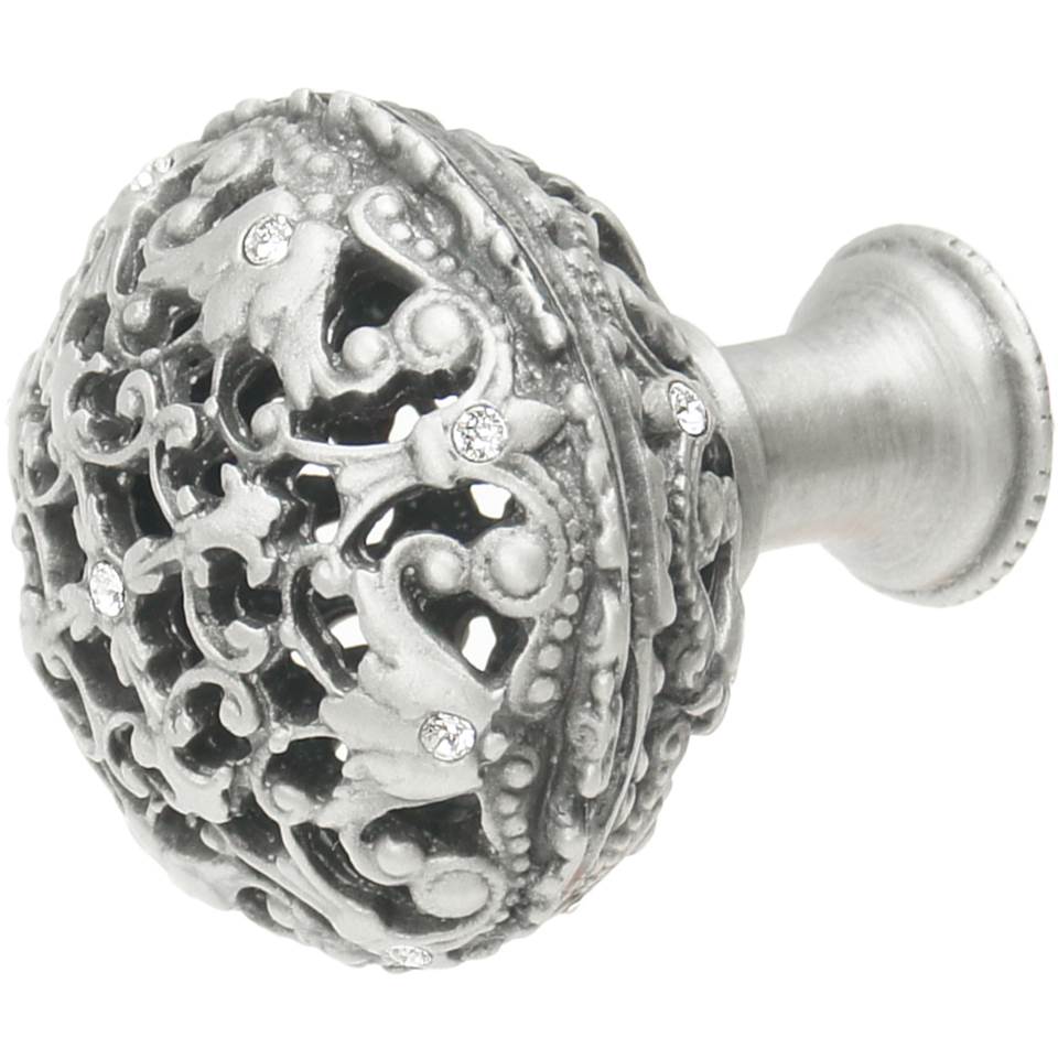 Juliane Grace Large Knob Full Round With 13 Swarovski Clear Crystals In Satin.