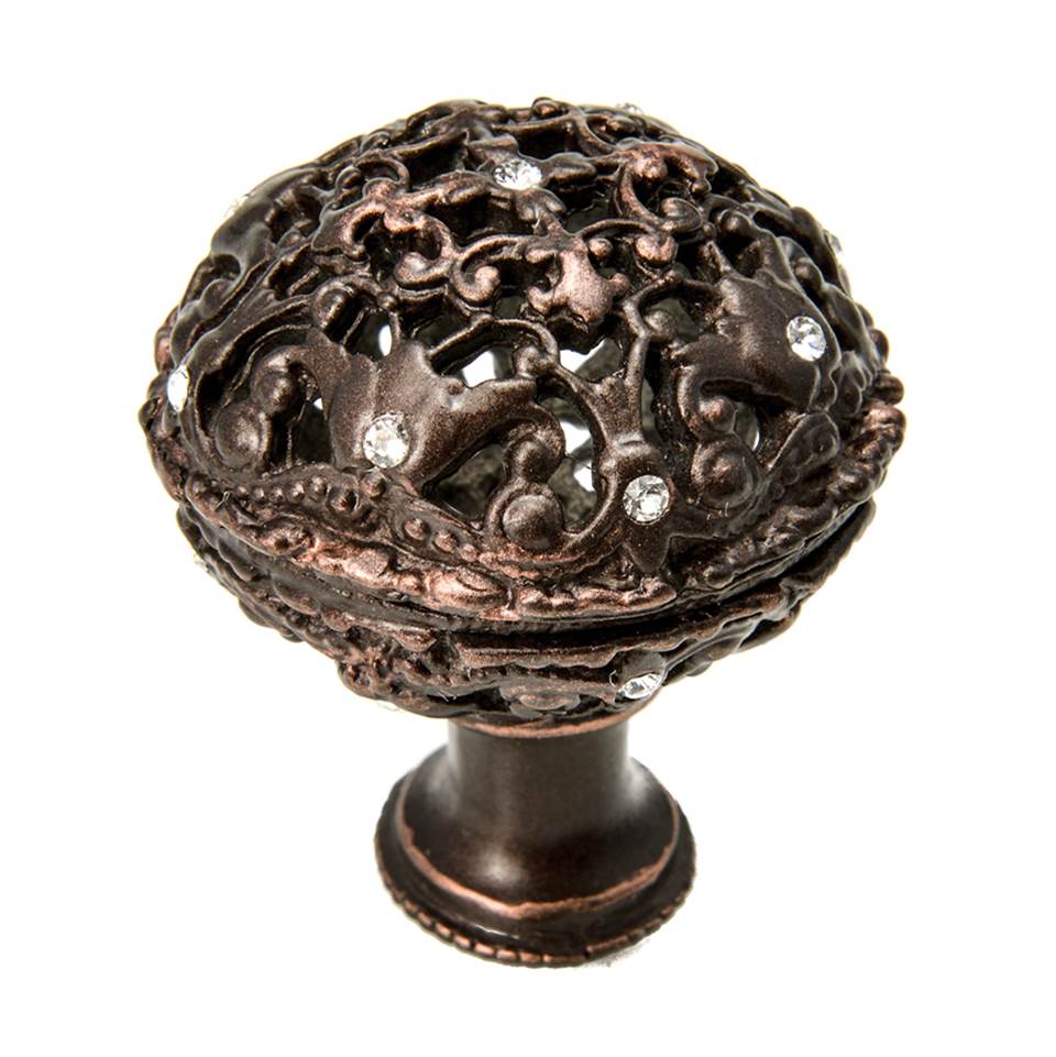 Carpe Diem Hardware - Juliane Grace Large Knob Full Round With 17 Swarovski Clear Crystals - Oil Rubbed Bronze