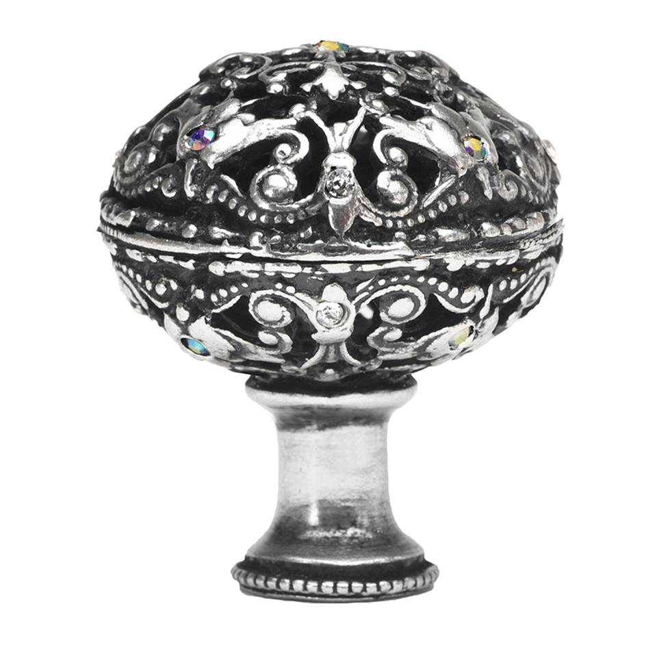 Carpe Diem Hardware - Juliane Grace Large Knob Full Round With 17 Swarovski Clear and Aurore Boreale Crystals - Chalice