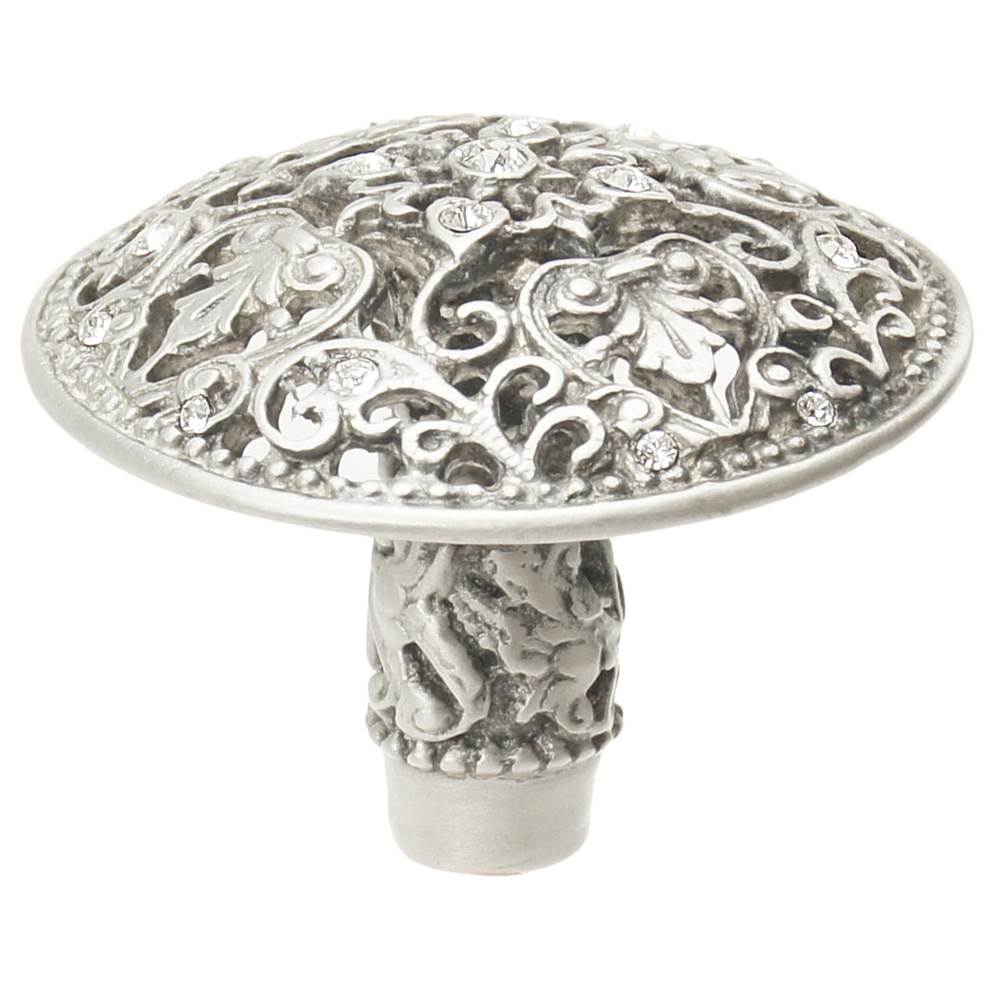 Carpe Diem Hardware - Juliane Grace Large Knob With 17 Swarovski Clear Crystals In Satin. - Satin