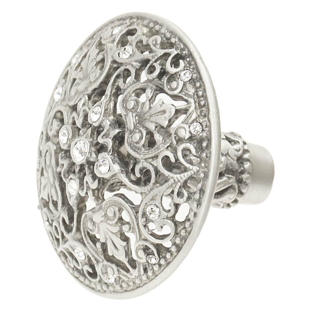 Juliane Grace Large Knob With 17 Swarovski Clear Crystals In Satin.