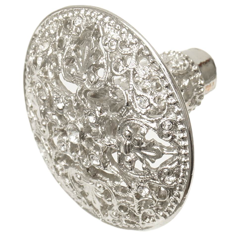 Juliane Grace Large Knob With 17 Swarovski Clear Crystals In Satin.