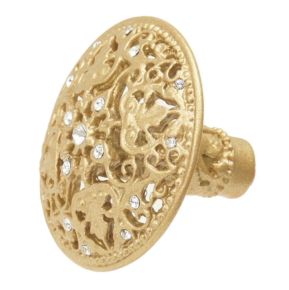 Juliane Grace Large Knob With 17 Swarovski Clear Crystals In Satin.