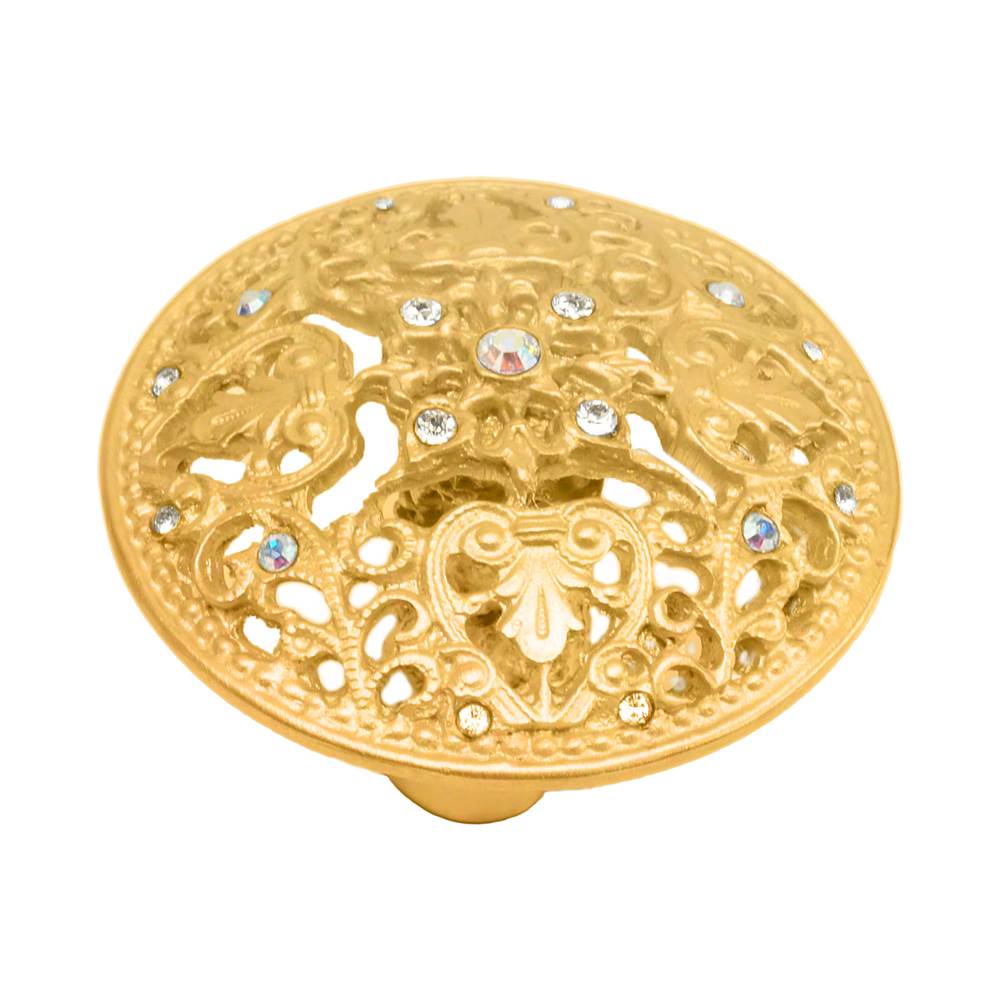 Carpe Diem Hardware - Juliane Grace Large Knob With 17 Swarovski Clear and Aurore Boreale Crystals - Gilded Mercury