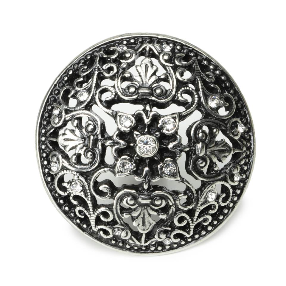 Juliane Grace Large Knob With 17 Swarovski Clear Crystals In Satin.