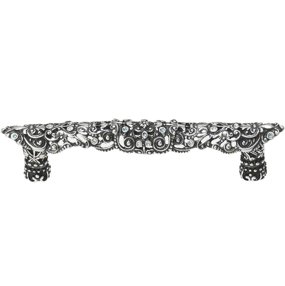 Carpe Diem Hardware - Juliane Grace 4'' O.C. Pull With Clear and Aquamarine Swarovski Crystals In Chalice. - Chalice