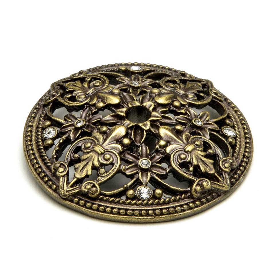Carpe Diem Hardware - Juliane Grace Escutcheon With Swarovski Clear Crystals - Antique Brass
