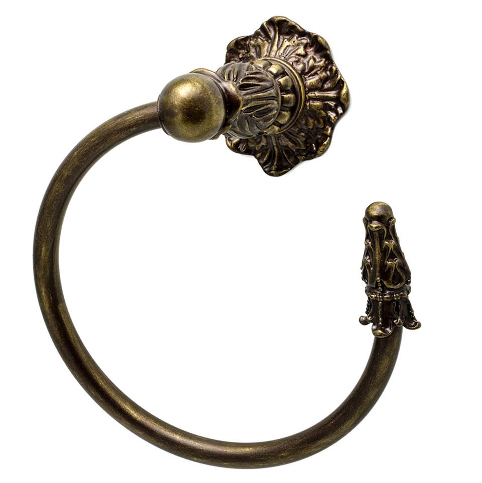 Carpe Diem Hardware - Acanthus Swing Towel Smooth Ring Right Renaissance Style - Antique Brass