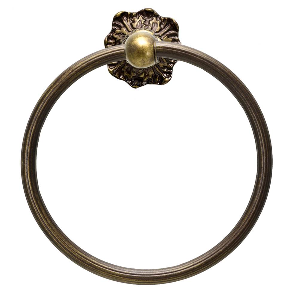 Carpe Diem Hardware - Acanthus Full Swing Towel Reeded Ring Renaissance Style - Antique Brass