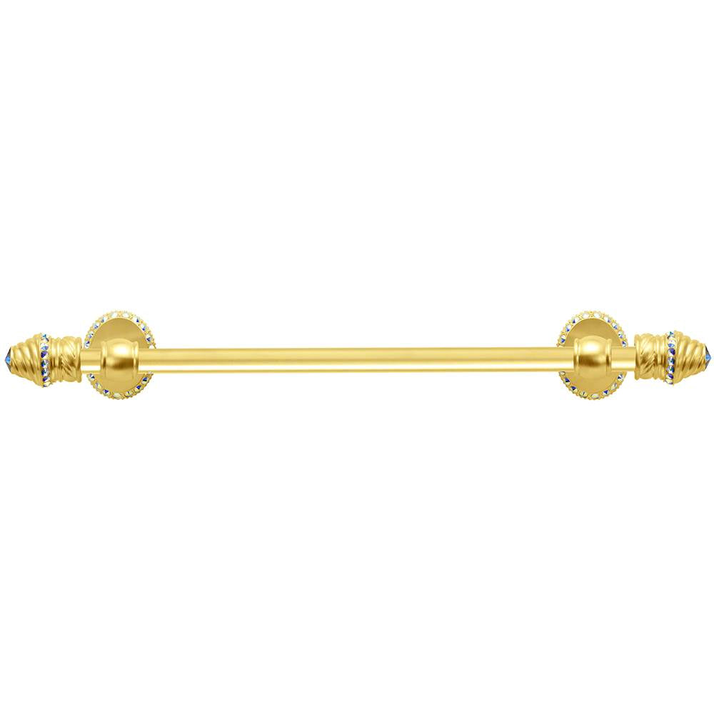 Carpe Diem Hardware - Cache Ii 16'' O.C. (Approximately) Towel Bar With 80 Rivoli Swarovski Aurore Boreale Crystals With 5/8'' Smooth Center - Gilded Mercury