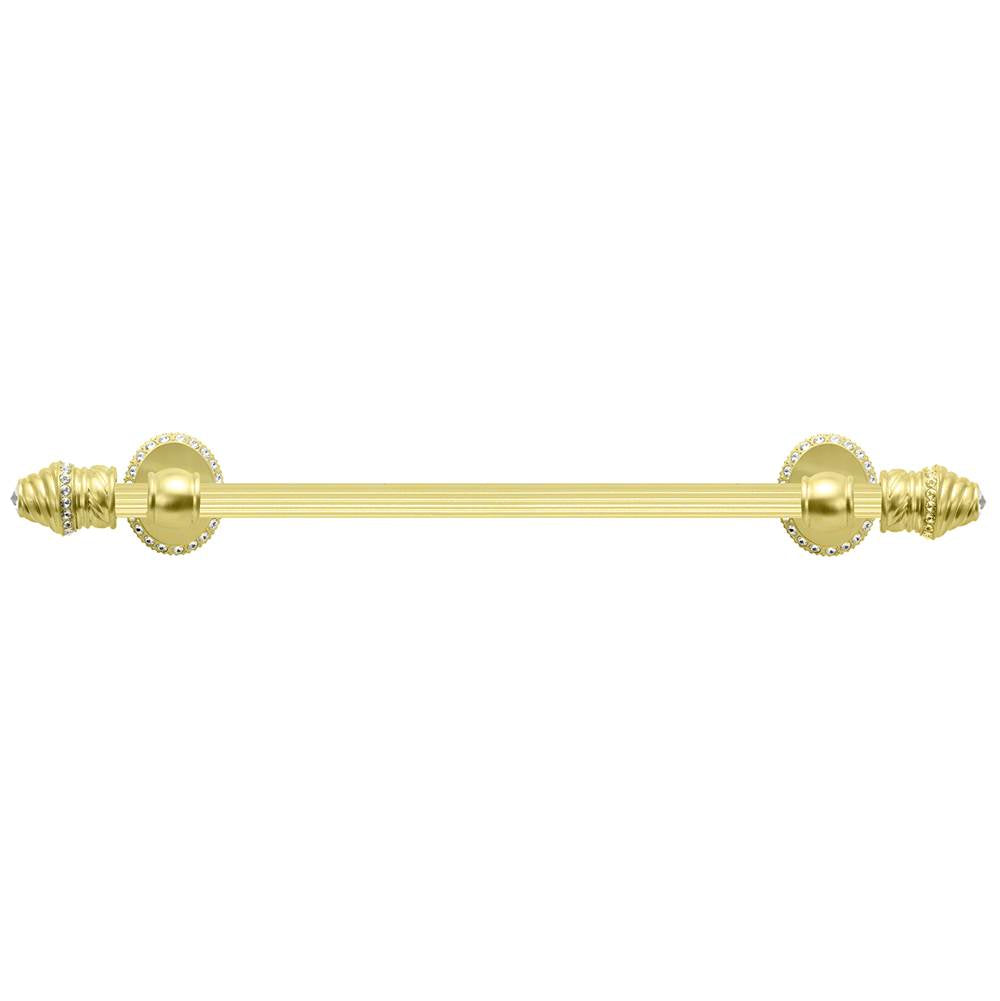 Carpe Diem Hardware - Cache Ii 16'' O.C. Approx Towel Bar w/ 80 Rivoli Swarovski Crystals w/ 5/8'' Reeded Center - Soft Gold