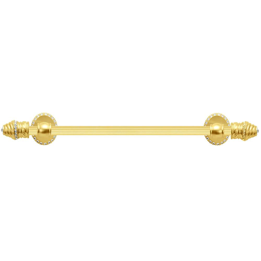 Carpe Diem Hardware - Cache Ii 16'' O.C. Approx Towel Bar w/ 80 Rivoli Swarovski Crystals w/ 5/8'' Reeded Center - Gilded Mercury