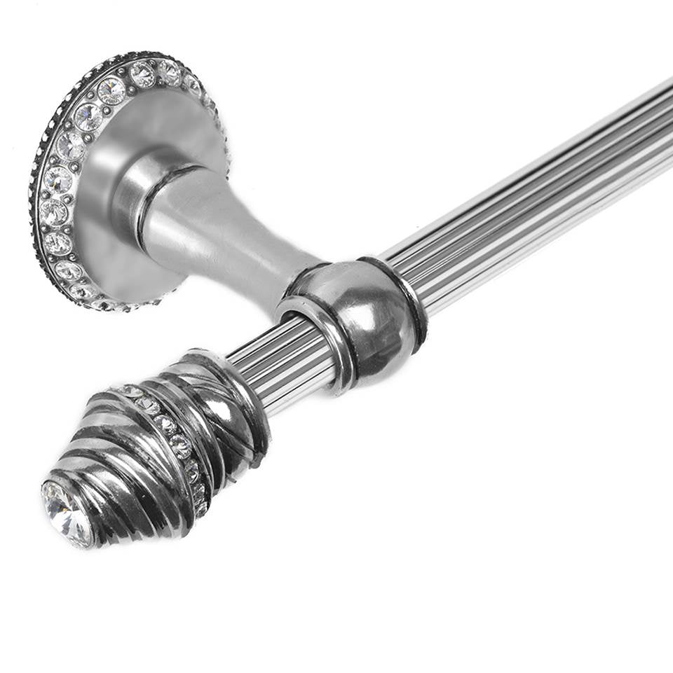 Cache Ii 16'' O.C. (Approximately) Towel Bar With 80 Rivoli Swarovski Clear Crystals With 5/8'' Reeded Center