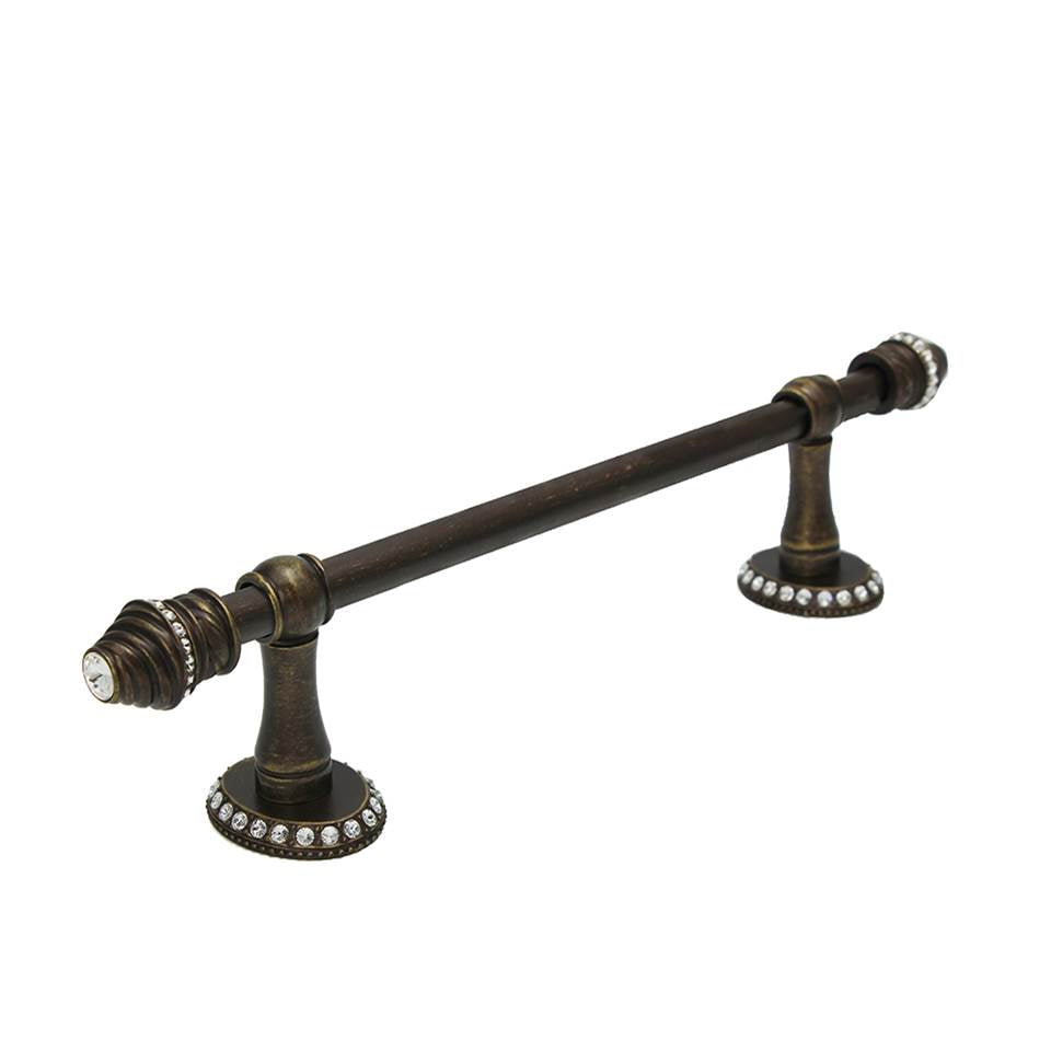 Carpe Diem Hardware - Cache Ii 24'' O.C. (Approximately) Towel Bar With 80 Rivoli Swarovski Clear Crystals With 5/8'' Smooth Center - Antique Brass