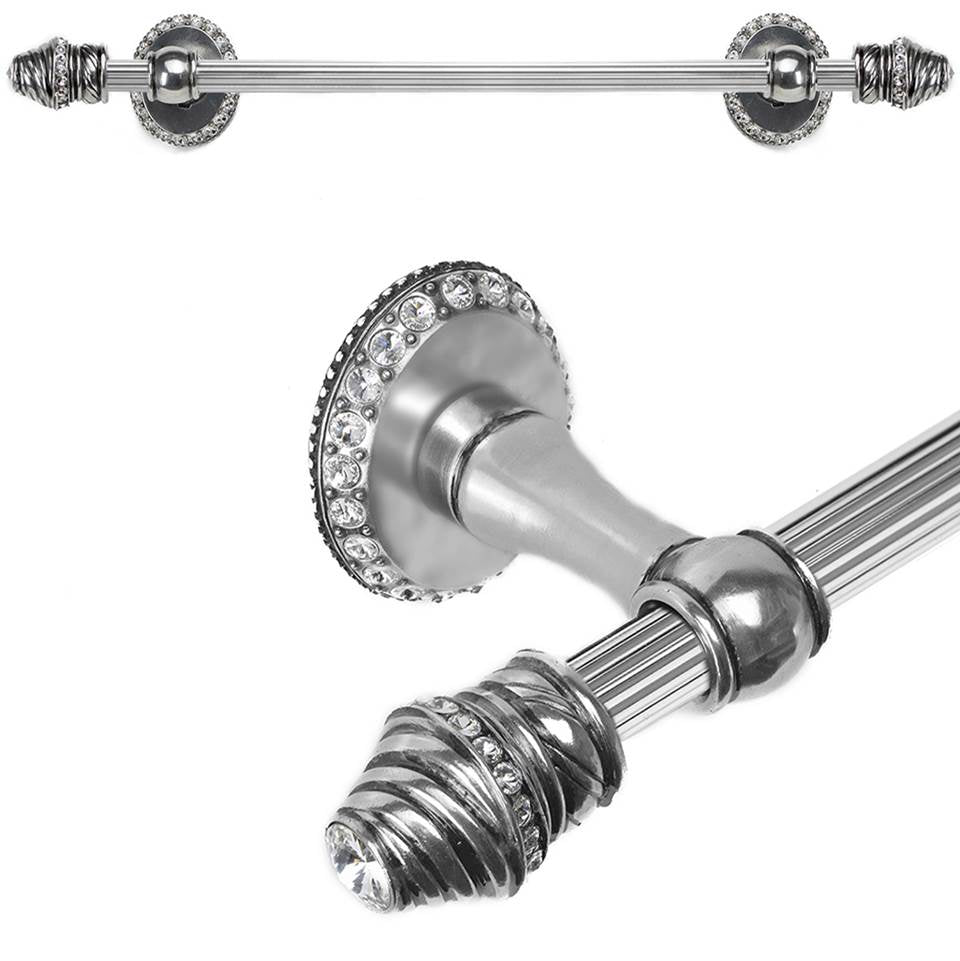 Carpe Diem Hardware - Cache Ii 24'' O.C. (Approximately) Towel Bar With 80 Rivoli Swarovski Clear Crystals With 5/8'' Reeded Center - Chalice