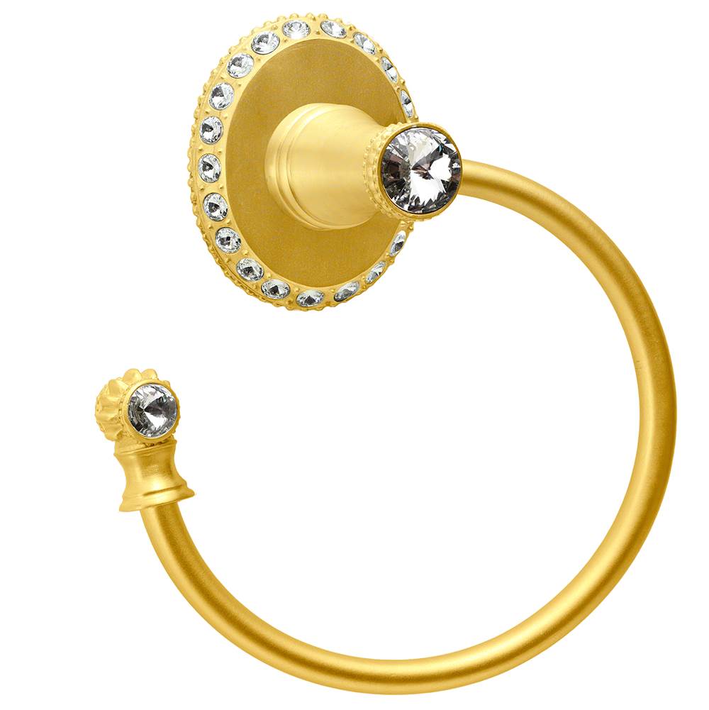 Carpe Diem Hardware - Cache Ii Swing Towel Smooth Ring Left With Swarovski Clear Crystals - Gilded Mercury