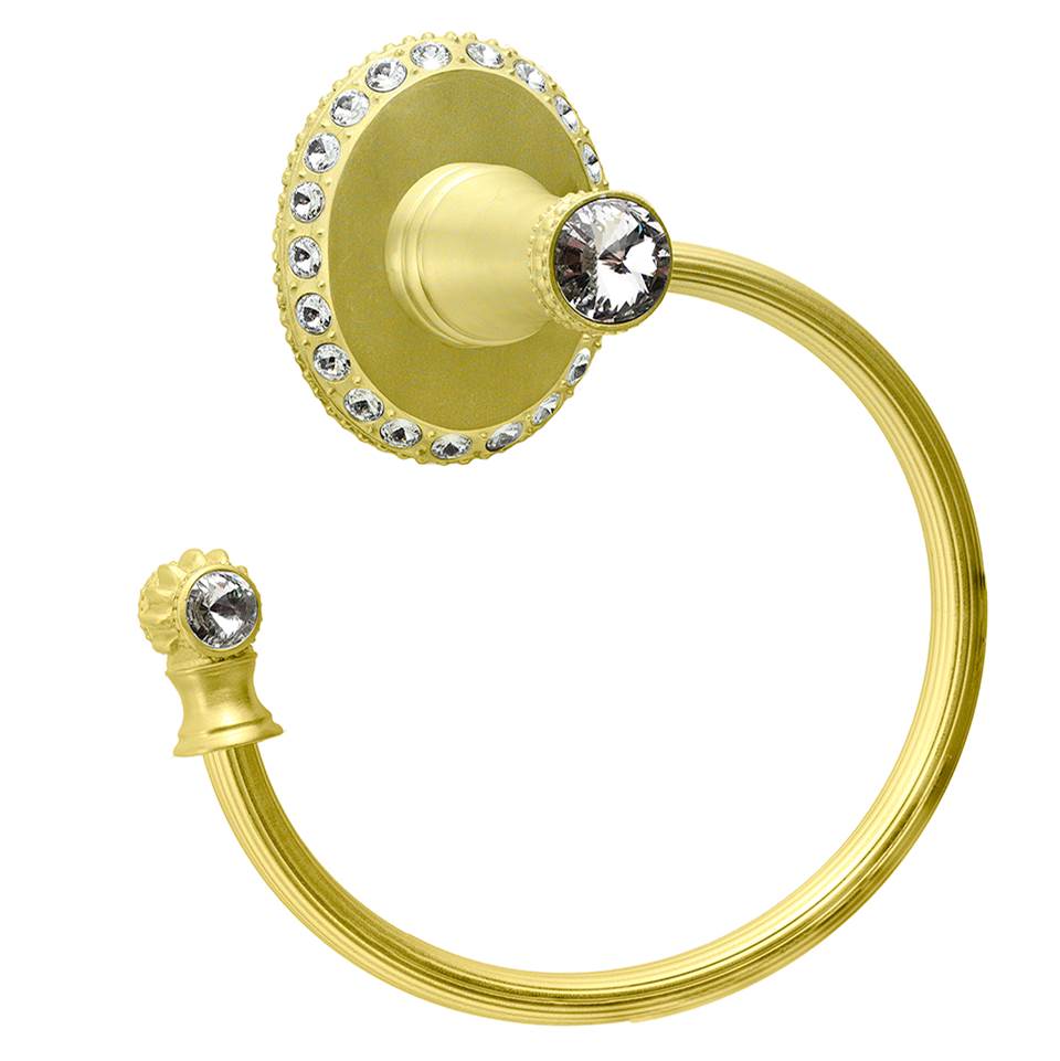 Carpe Diem Hardware - Cache Ii Hook {Large Escutcheon} w/ Swarovski Crystals - Antique Brass
