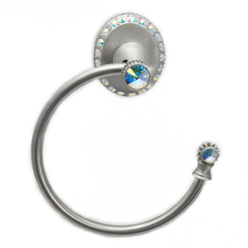 Carpe Diem Hardware - Cache Ii Swing Towel Smooth Ring Right With Swarovski Aurore Boreale Crystals - Satin
