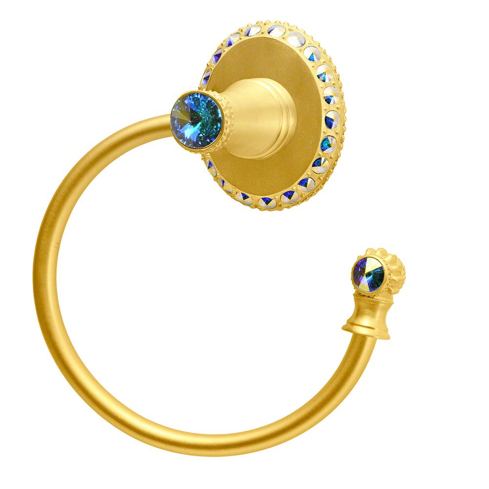 Carpe Diem Hardware - Cache Ii Swing Towel Smooth Ring Right With Swarovski Aurore Boreale Crystals - Gilded Mercury