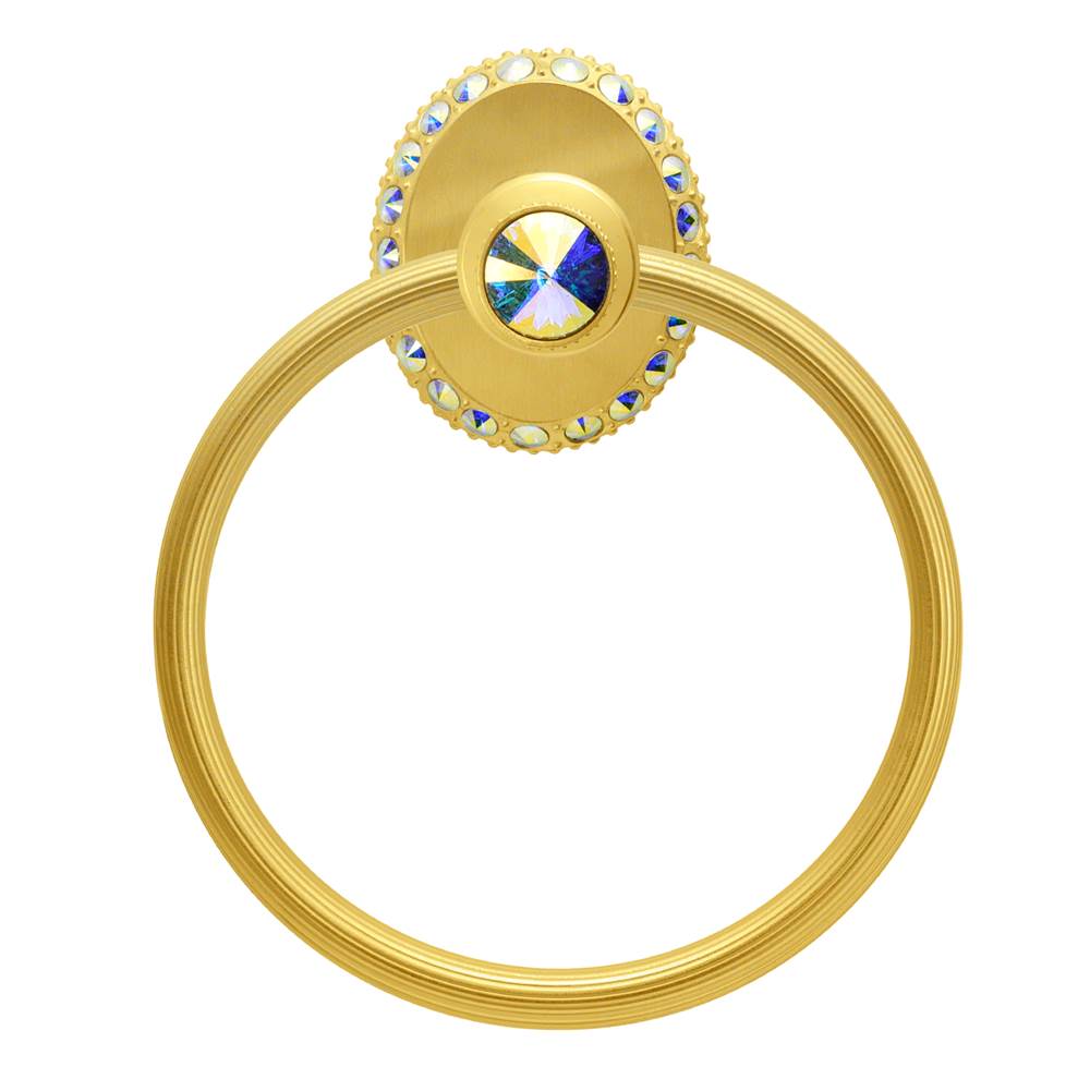 Cache Ii Full Swing Towel Reeded Ring Right With Swarovski Aurore Boreale Crystals