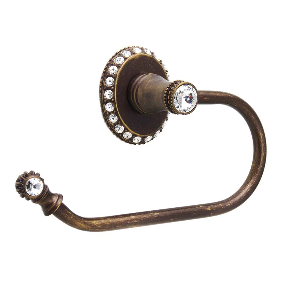 Carpe Diem Hardware - Cache Ii Swing Tissue Smooth Ring Left w/ Swarovski Crystals - Antique Brass