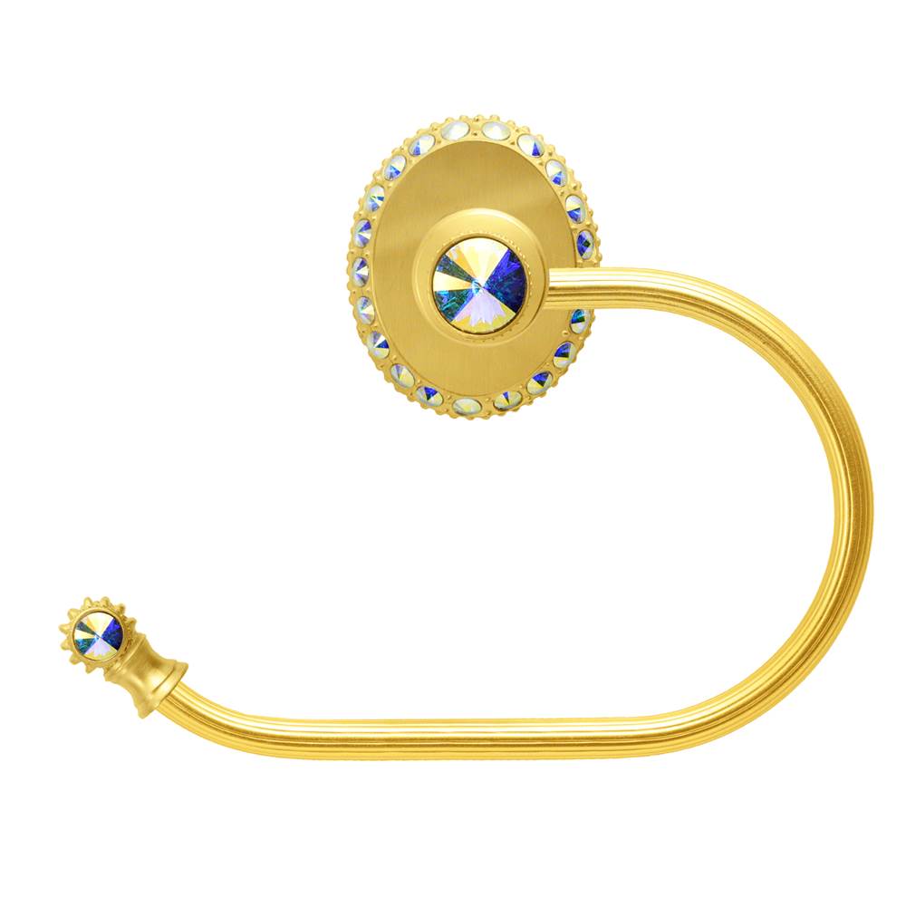 Cache Ii Swing Tissue Reeded Ring Left With Swarovski Aurore Boreale Crystals