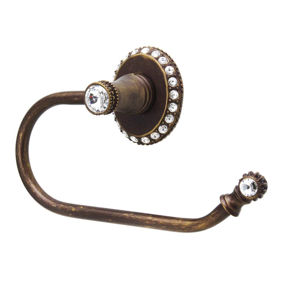 Carpe Diem Hardware - Cache Ii Swing Tissue Smooth Ring Right w/ Swarovski Crystals - Antique Brass