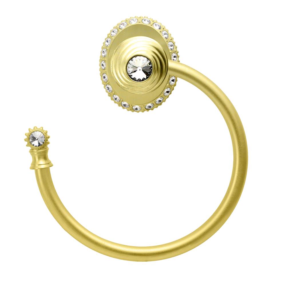 Carpe Diem Hardware - Cache Ll Large Swing Towel Smooth Ring Left w/ 42 Rivoli Swarovski Crystals - Soft Gold