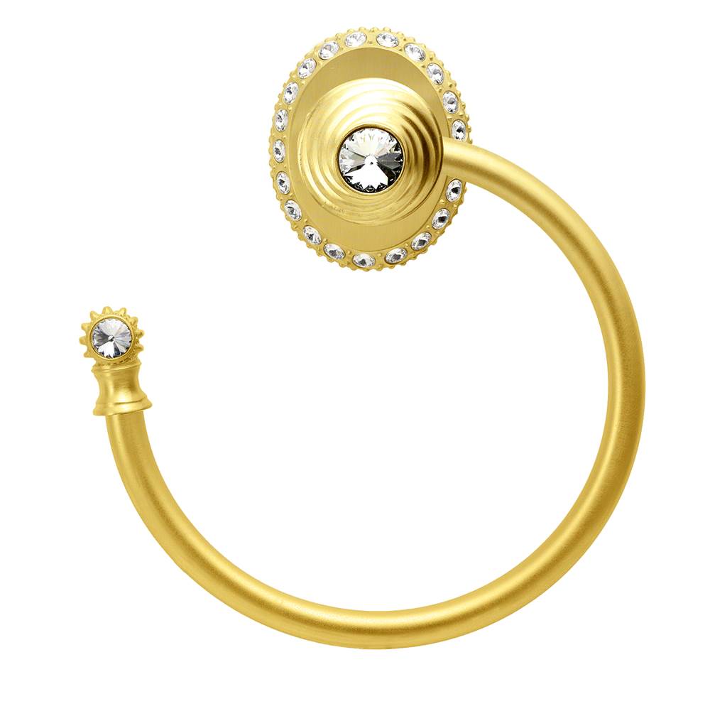 Carpe Diem Hardware - Cache Ll Large Swing Towel Smooth Ring Left w/ 42 Rivoli Swarovski Crystals - Gilded Mercury